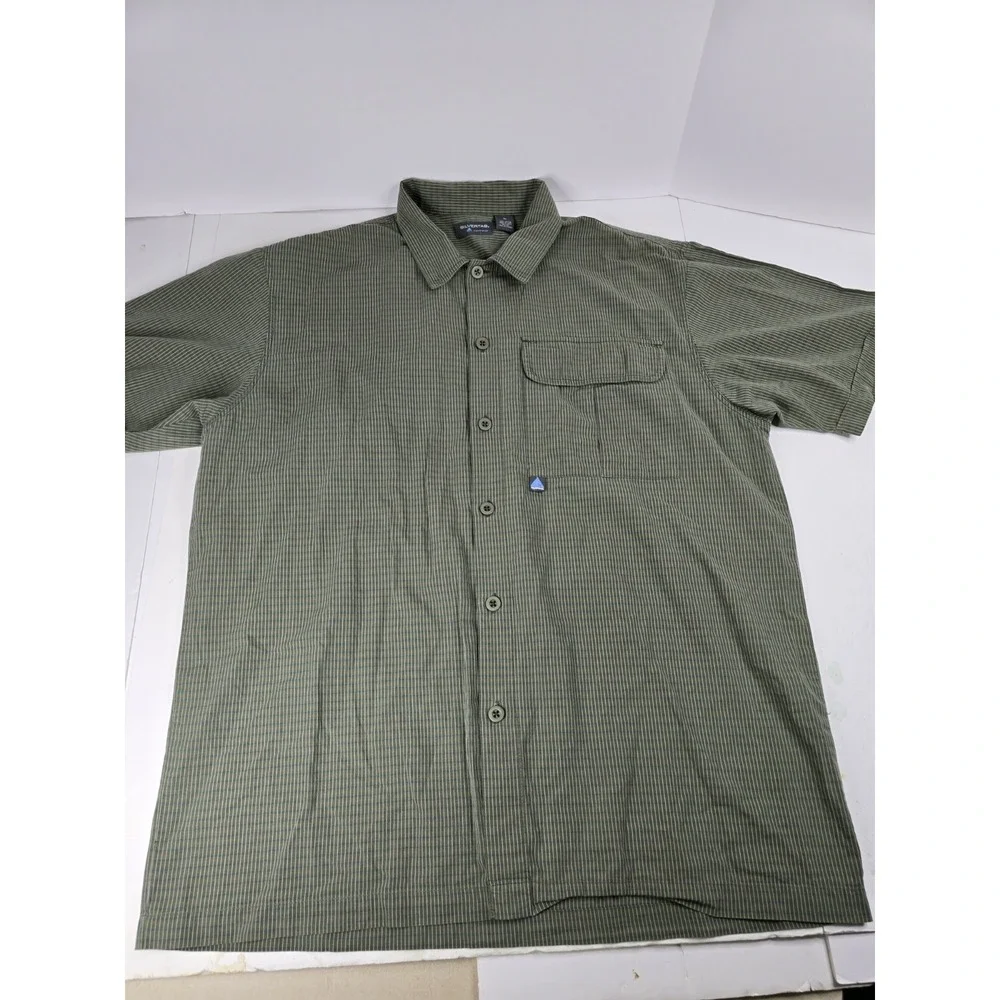 Vintage Levis Silver Tab Shirt Mens‎ L large Green Striped Short Sleeve Cotton